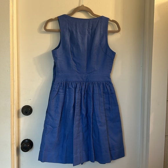 J.Crew Button Front Blue Apron Dress linen blend size 0 - Picture 7 of 7